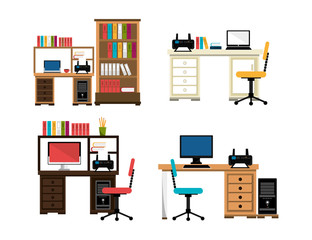 Wall Mural - set of equipments office icons