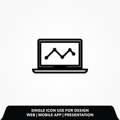 Wall Mural - Vector laptop icon with business graph on the screen