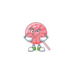 Canvas Print - Pink round lollipop mascot cartoon character style with Smirking face