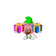 Cute pink round lollipop cartoon mascot style with Tongue out
