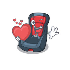 Wall Mural - Funny Face baby car seat cartoon character holding a heart