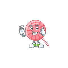 Poster - Call me funny pink round lollipop mascot picture style