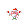 Pink round lollipop Cartoon character in Santa costume with candy