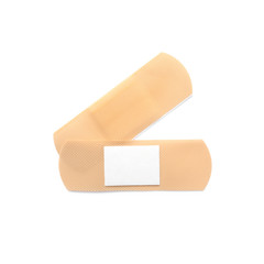 Medical sticking plasters isolated on white. First aid item