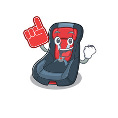 Canvas Print - Baby car seat mascot cartoon style holding a Foam finger