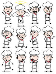 Wall Mural - Collection of Comic Chef Poses and Actions - Set of Concepts Vector illustrations