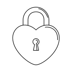 Wall Mural - silhouette of security padlock with heart shaped on white background