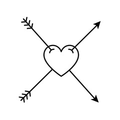 Sticker - heart with arrows on white background