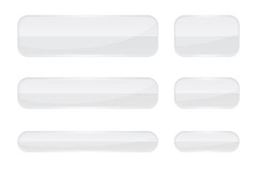 Web buttons. White shiny rectangle icons