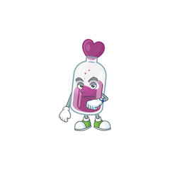 Poster - cartoon character design of purple potion on a waiting gesture