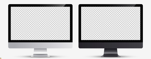 Wall Mural - Device screen mockup. Monitor silver and black color with blank screen for you design. Vector EPS10	