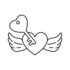 Poster - heart with wings on white background