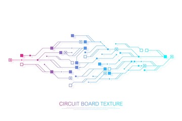 Leinwandbilder - Technology abstract circuit board symbol logo design background. Engineering electronic motherboard logo concept. Futuristic circuit board texture banner. Vector illustration.