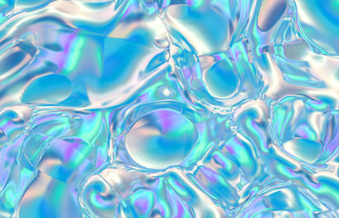 Poster - Abstract geometric crystal background, iridescent texture, faceted gem, liquid. 3d render. 