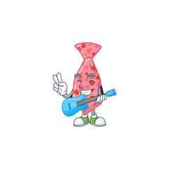 Sticker - A mascot of pink love tie performance with guitar