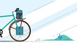 Vector illustration of touring bike with bikepacking bags and tent in case. Road racing bicycle and bikepacking gear. Flat style design.
