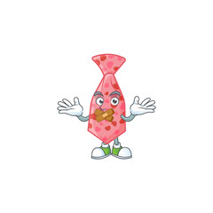 Poster - a silent gesture of pink love tie mascot cartoon character design