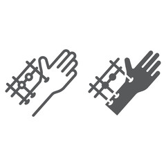 Wall Mural - fixation joints surgery line and glyph icon, medical and equipment, hand surgery sign, vector graphi