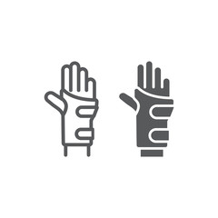Wall Mural - wrist brace line and glyph icon, orthopedic and medical, arm bandage sign, vector graphics, a linear