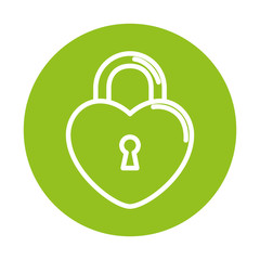 Canvas Print - silhouette of security padlock with heart shaped on green background