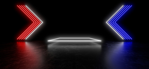 Wall Mural - beautiful composition of colored neon lights on a black background. 3d rendering image.
