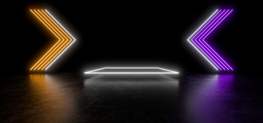 Wall Mural - beautiful composition of colored neon lights on a black background. 3d rendering image.