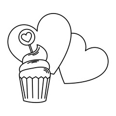 Wall Mural - delicious and fresh cupcake with hearts