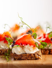 Mini Canapes With Smoked Salmon
