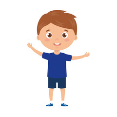 Sticker - cute boy standing on white background