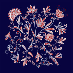 Wall Mural - Bouquet of fantastic flowers. Background in ethnic traditional style.