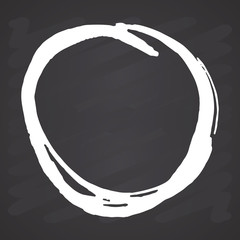 Wall Mural - round frame, grunge textured hand drawn element, vector illustration on chalkboard background