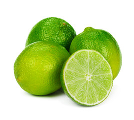 Wall Mural - Chopped lime fruit isolated on white background