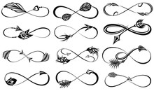 Infinity Symbol Icons Vector Illustration. Arrow Tattoo