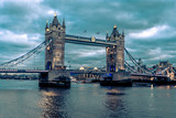 Fototapeta Sypialnia - Tower Bridge in London, the UK - one of English symbols. Evening blue hour photography.
