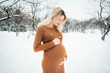 © Louis-Photo - Young happy pregnant woman in snowy forest