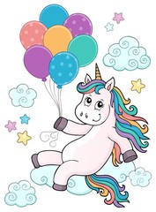 Wall Mural - Unicorn with balloons topic image 1