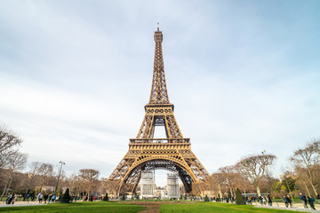 Beautiful view of famous Eiffel Tower in Paris at winter time, France. Paris Best Destinations in Europe.