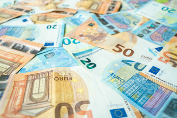 Various value of euro money business finance background