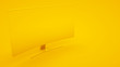 © Laricha - High-end curved smart led tv on yellow background. Minimal idea concept, 3d illustration