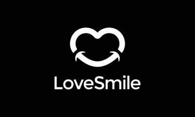 Wall Mural - love heart with smile logo design concept