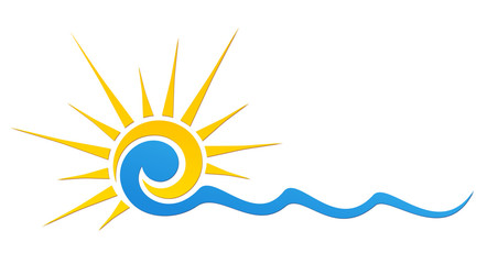 Poster - Sun and Blue Wave Symbol. 