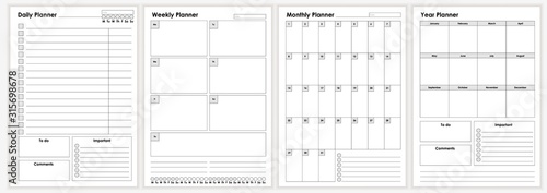 Cuadros en Lienzo Collection of minimalist life and business planner sheets vector graphic illustration