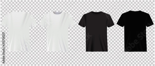 Fotomural Set of white and black t-shirts on a transparent background