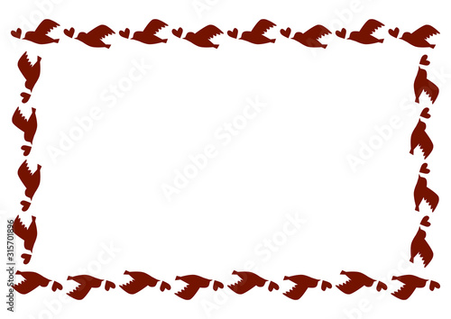 小鳥とハート フレーム イラスト 赤 Adobe Stock でこのストック