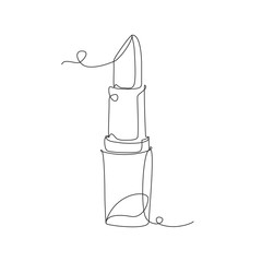 Canvas Print - Lipstick one line drawing on white isolated background