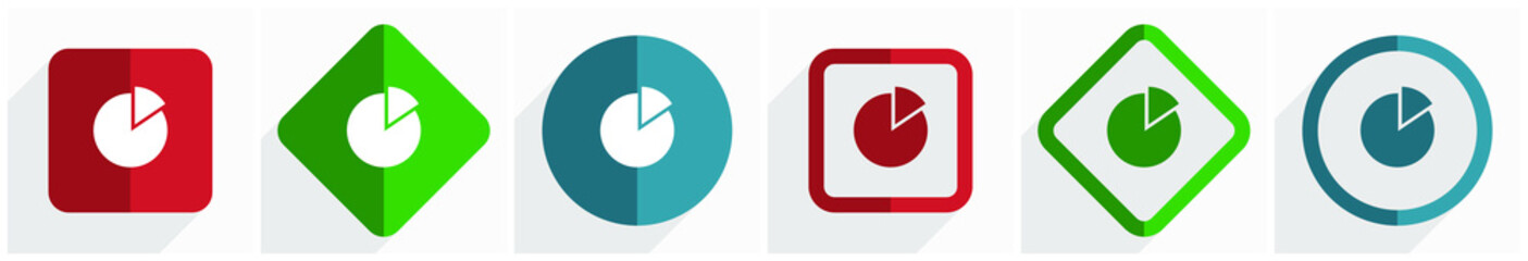 Leinwandbilder - Chart icon set, flat design vector illustration in 6 options for webdesign and mobile applications in eps 10