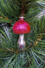 Old Christmas Tree Toy Mushroom On The Christmas Tree