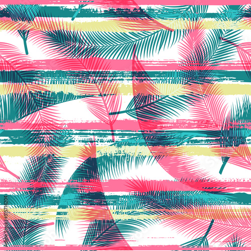 Cute coconut palm leaves tree branches over