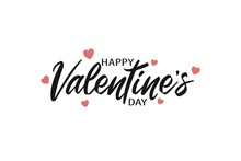Happy Valentine's Day Greeting Card. Lettering With Hearts