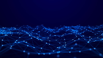 Wall Mural - Abstract technology background. Network connection structure. Big data digital blue background. 3d rendering.